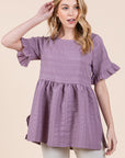 Marigold Textured Ruffle Sleeve Tunic Top
