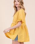 Marigold Textured Ruffle Sleeve Tunic Top