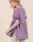 Marigold Textured Ruffle Sleeve Tunic Top