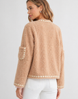 Judy Sherpa Jacket with Braided Ribbon Trim