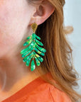 Palm Earrings - Green
