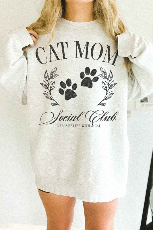 Cat Mom Social Club Oversized Sweatshirt