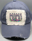 Mother's Day Striped Mama Floral Patch Hat