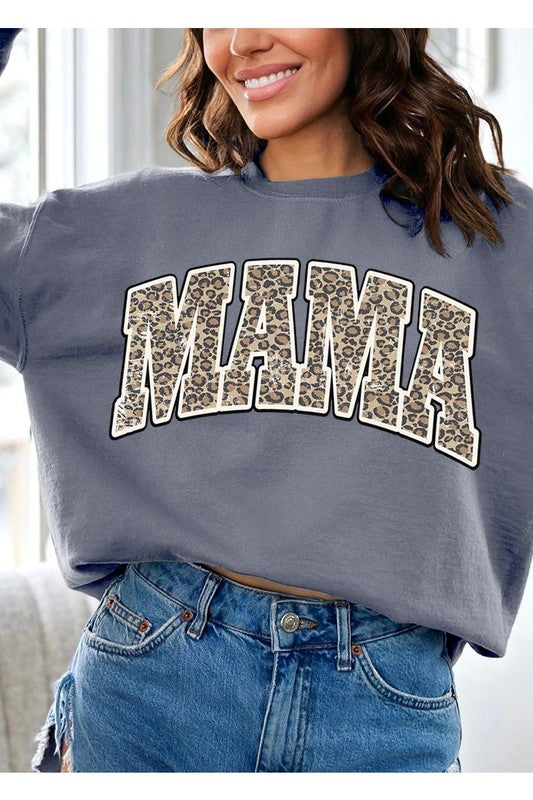 LEOPARD MAMA Oversized Graphic Fleece Sweatshirts
