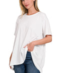 Zenana Cotton Drop Shoulder Oversized Top