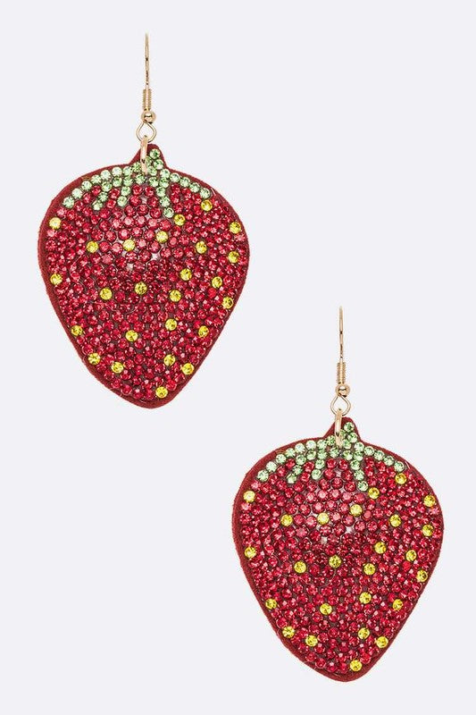 Iconic Strawberry Rhinestone Pillow Earrings