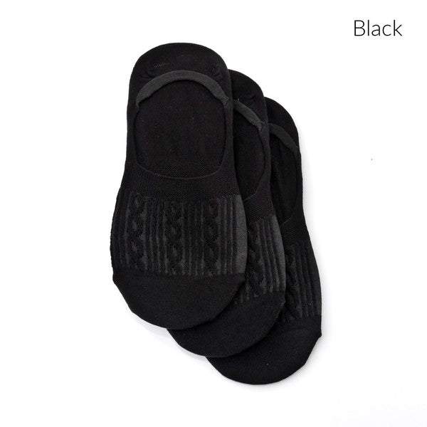 No Slip Cable Knit Sneaker Socks - 3 Pack
