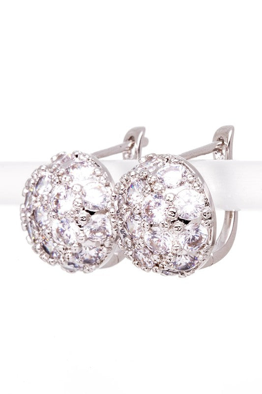 Cubic Zirconia Dome Shape French Lever Earrings