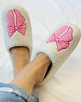 Pink Lounge Bow Cozy Slippers