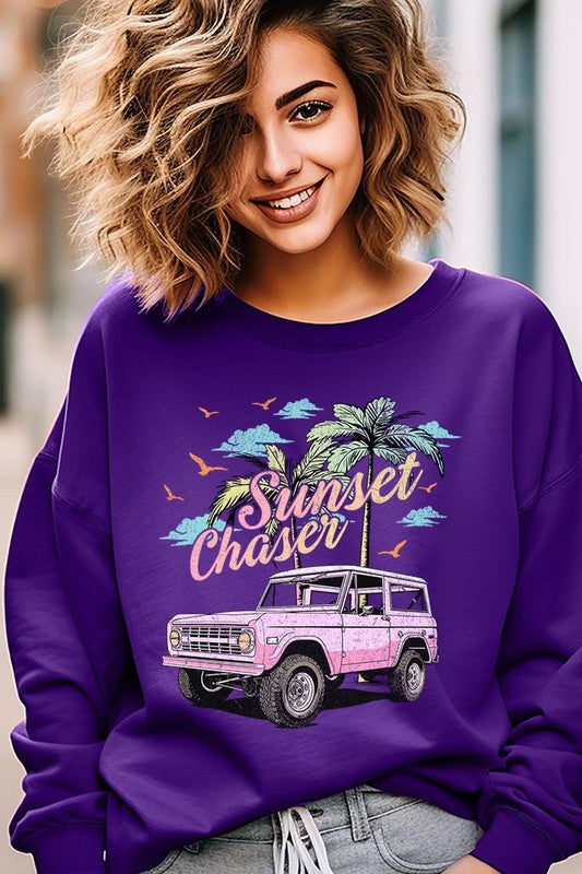 Sunset Chaser Bronco Graphic Fleece Sweatshirts