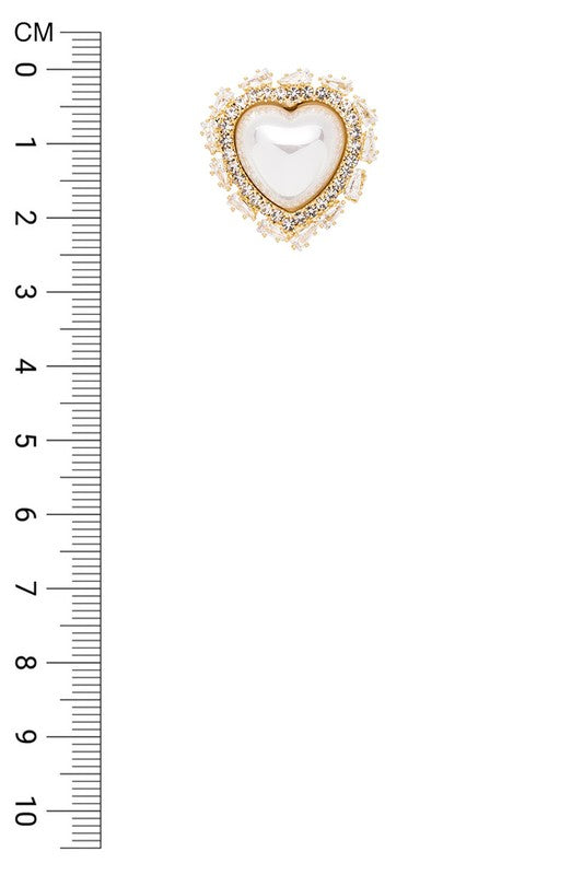 Baguette CZ Rhinestone Heart Shape Post Earrings
