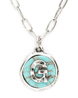 Initial G Turquoise Pendant Necklace