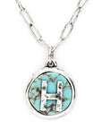 Initial H Turquoise Pendant Necklace