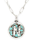 Initial N Turquoise Pendant Necklace