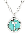 Initial T Turquoise Pendant Necklace