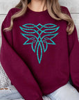 Turquoise Boot Stitch Graphic Fleece Sweatshirts