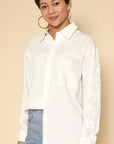 Miss Sparkling | Bow Sleeve Button Down Shirt
