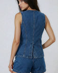 Miss Sparkling | Two Piece Set with Denim Shorts and Sleeveless Top