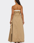 Strapless Belted Trench Maxi Dress