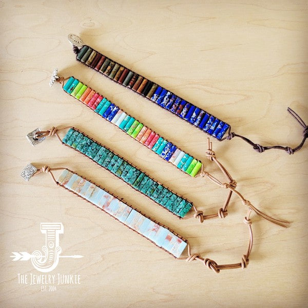 Woven Aqua Terra Beaded Bracelet