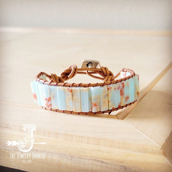 Woven Aqua Terra Beaded Bracelet