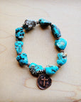 Chunky Blue Turquoise Beaded Bracelet