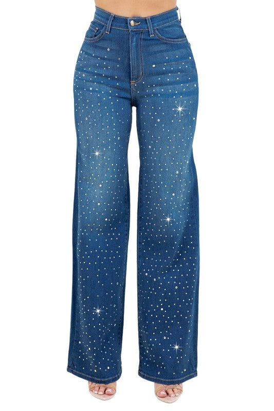 Camilla Rhinestone Wide Leg Jean