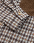 Plaid Corduroy Patchwork Pocketed Button-Up Shacket