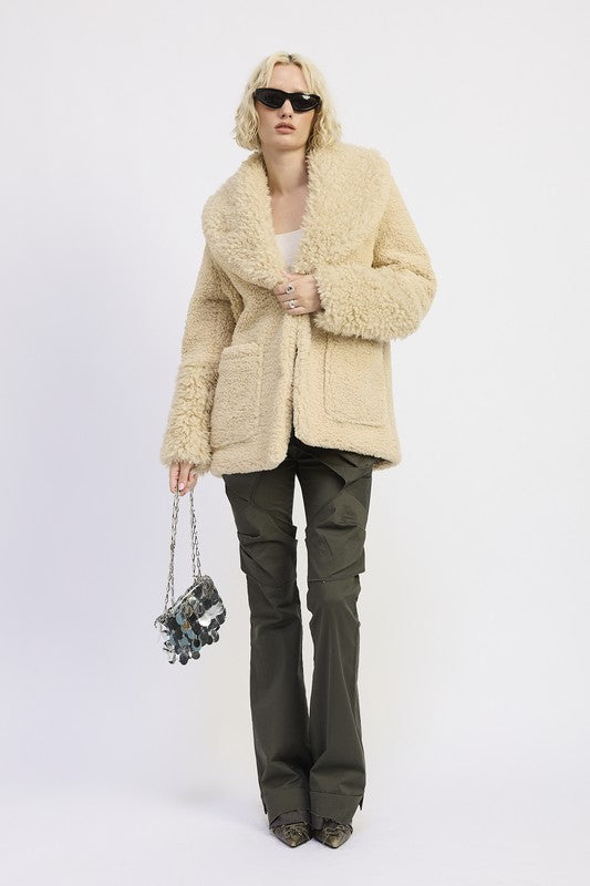 Emory Park Fur Trimmed Fleece Jacket with Pockets
