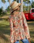 Miss Sparkling |Western Printed Bell Sleeve Blouse