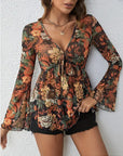 Miss Sparkling |Western Printed Bell Sleeve Blouse