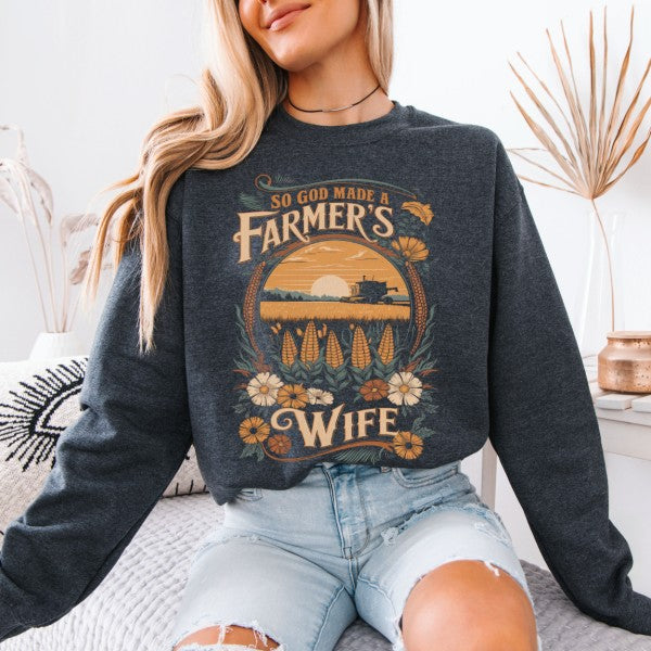PLUS Farmers Wife Christian graphic sweatshirt