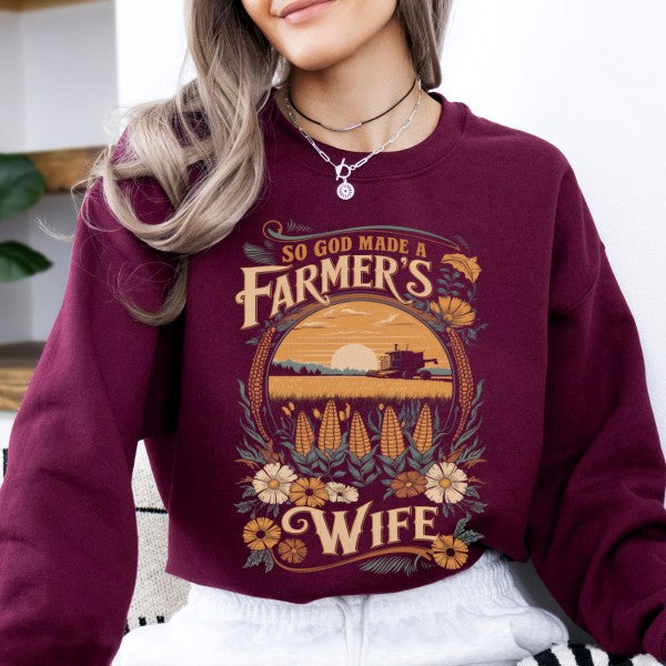 PLUS Farmers Wife Christian graphic sweatshirt