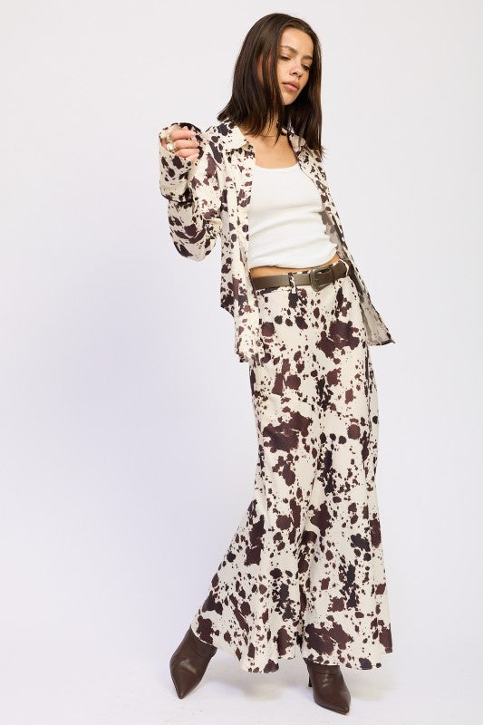 Emory Park Cow Printed Satin Shirt