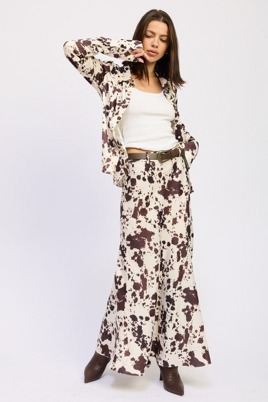 Emory Park Cow Printed Satin Shirt