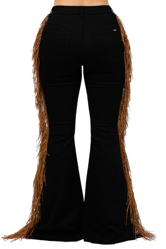 GJG Denim Fringe Bell Bottom Jean