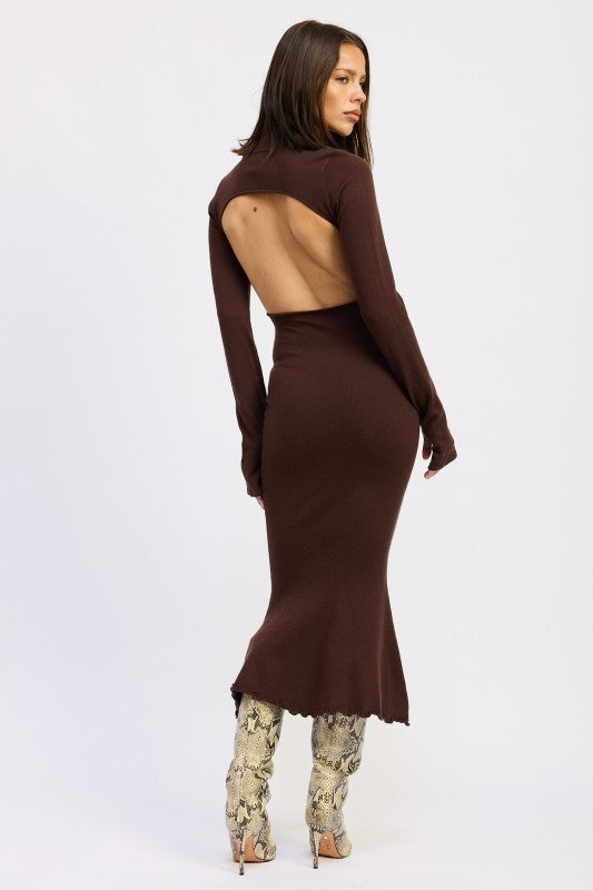 Emory Park | Turtle Neck Midi Dress with Back Cutout