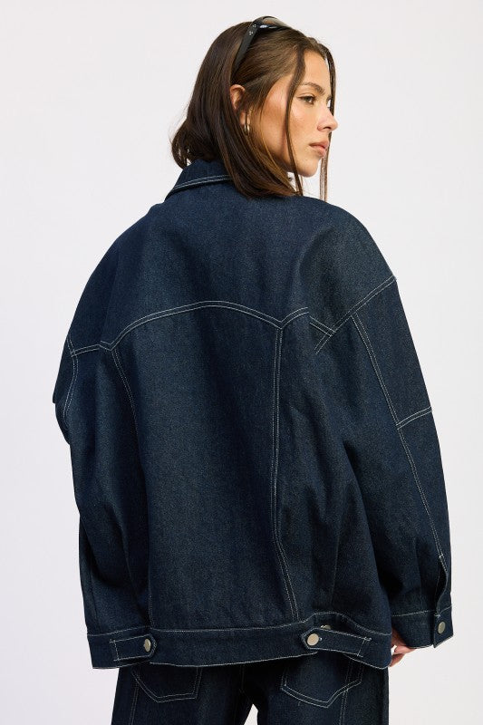 Emory Park Oversized Twill Button Up Jacket