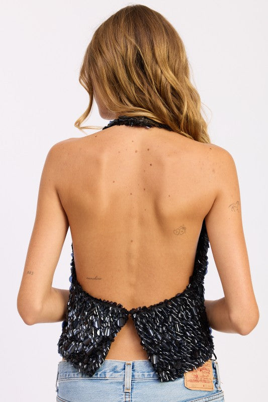 Emory Park Sequin Pailette Halter Top