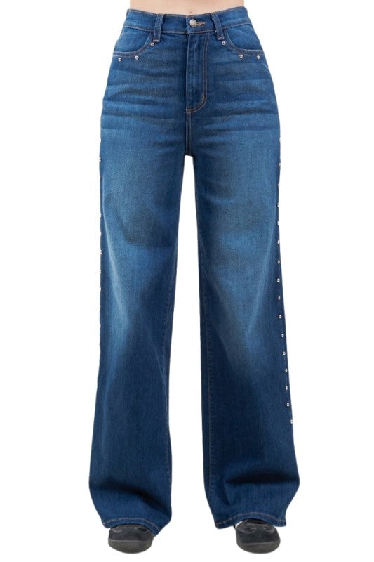 GJG Denim Baggy Wide Leg Jean with studs