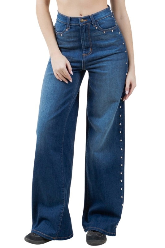 GJG Denim Baggy Wide Leg Jean with studs