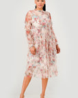 Floral Ruffle Sheer Midi Dress