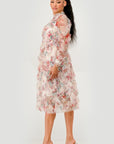 Floral Ruffle Sheer Midi Dress