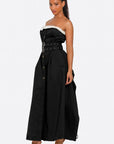 Strapless Belted Trench Maxi Dress