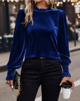 Miss Sparkling |Velvet Top with Gathered Cuffs