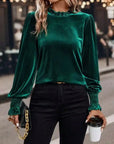 Miss Sparkling |Velvet Top with Gathered Cuffs