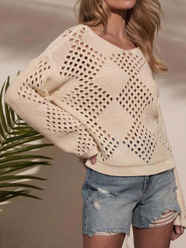 Miss Sparkling |Hollow Knit Sweater