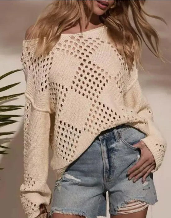 Miss Sparkling |Hollow Knit Sweater