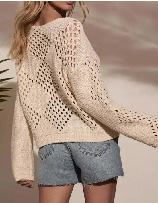 Miss Sparkling |Hollow Knit Sweater