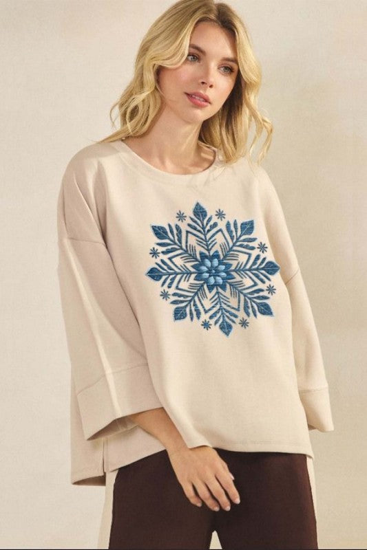 Artic Snowflake Embroidered Ultra Comfy Top